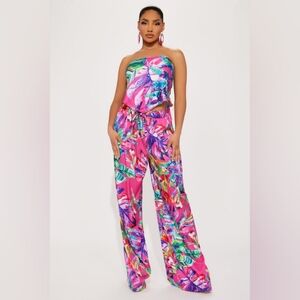 Vibrant Multicolor Strapless Pants Set